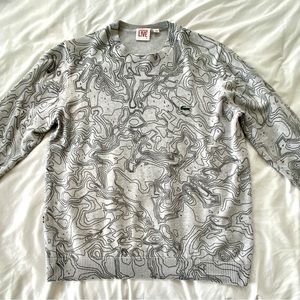 Men’s Grey Lacoste Live Size 6 (L) Topographic Map Pattern Sweater
